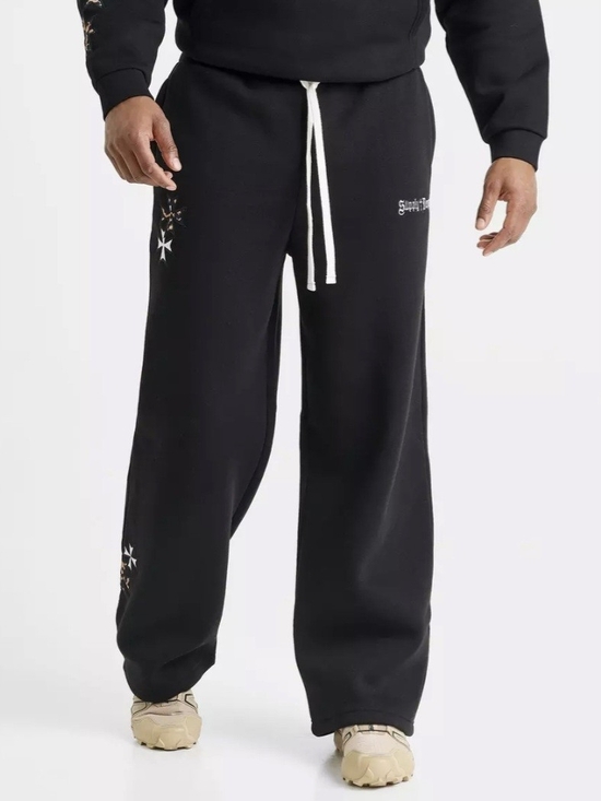 SUPPLY & DEMAND Other - Black Wide-Leg Sweatpants with White Drawstring